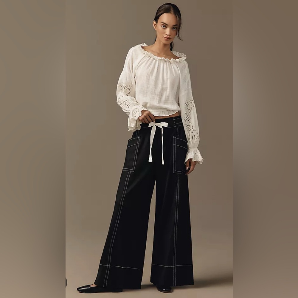 Maeve La Ponche Wide leg Linen Pull on pants